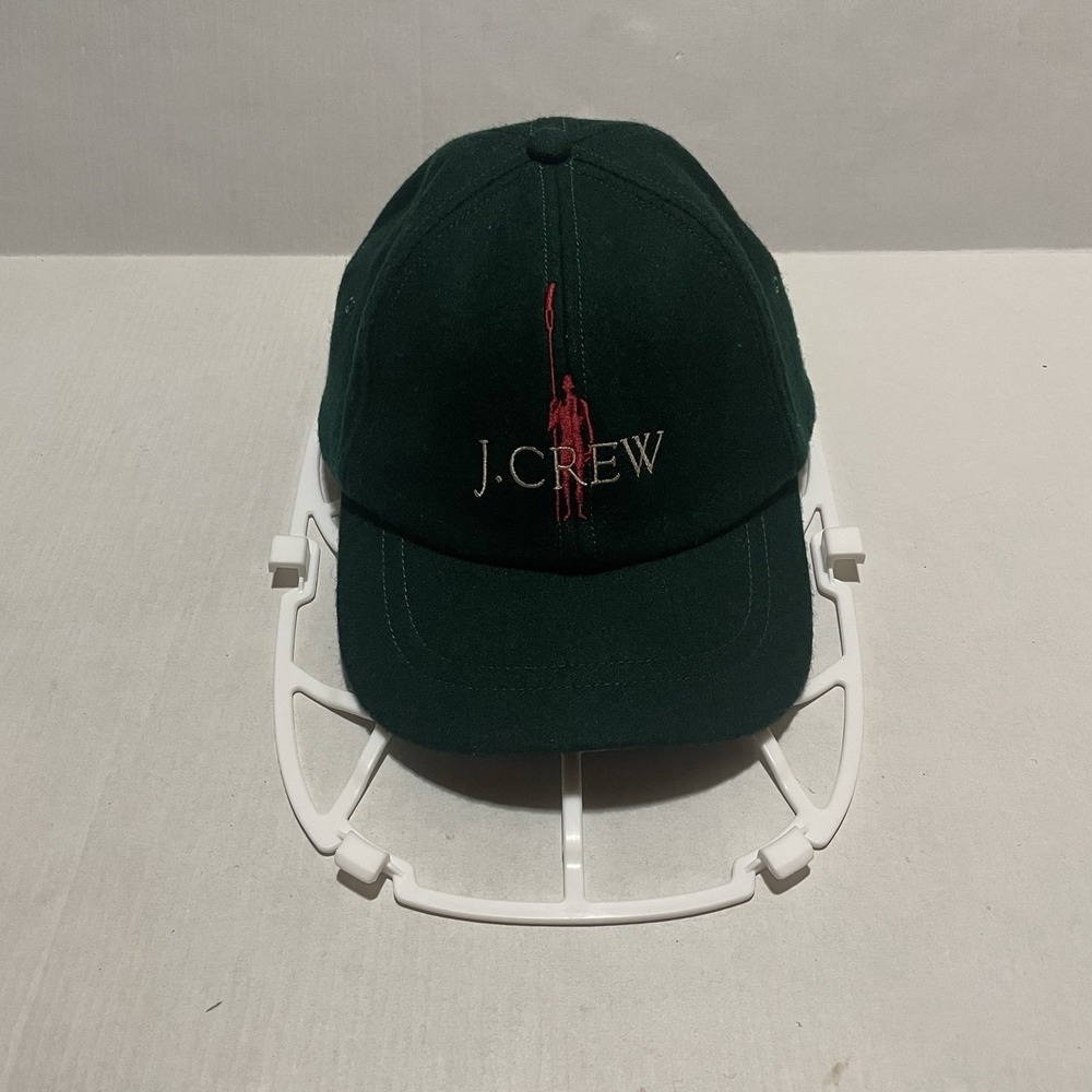 Vintage Y2K J.Crew Wool Blend Baseball Cap Green Embroidered Polo Player Logo